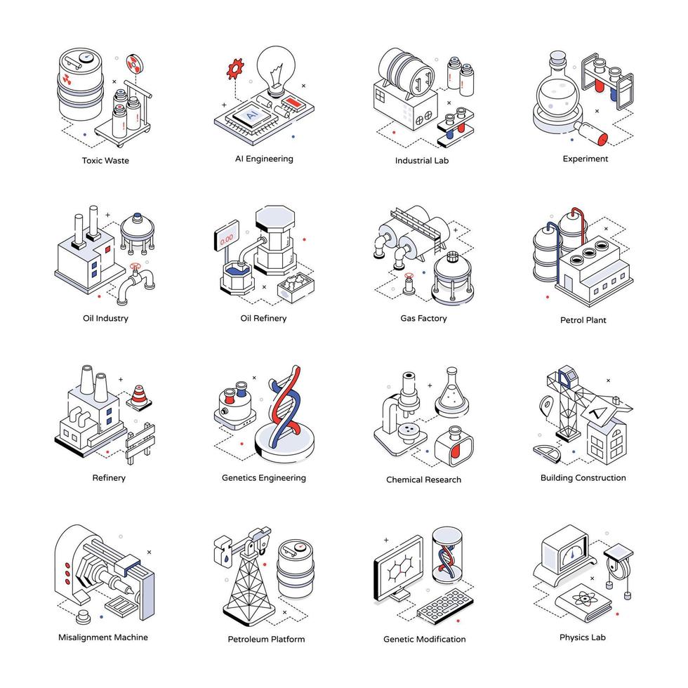 paquete de iconos isométricos industriales vector