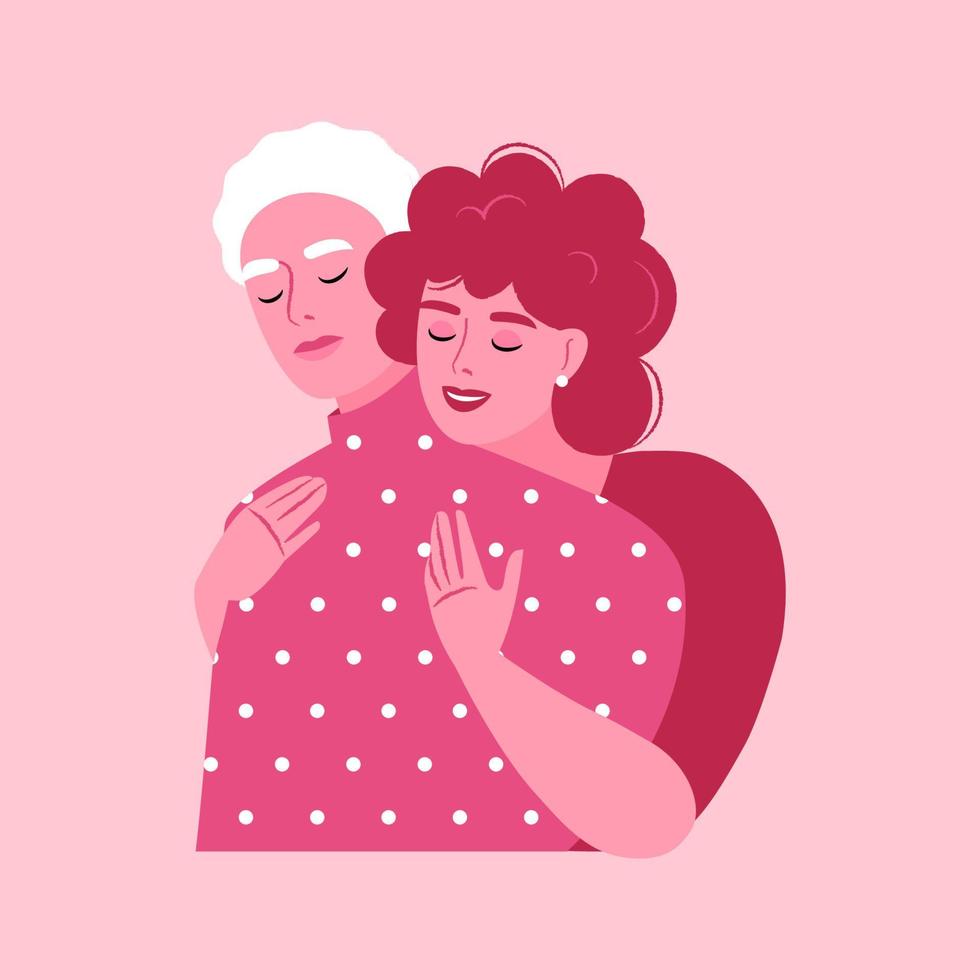 Happy couple hugging. Love, support and trust concept. Flat vector illustration.