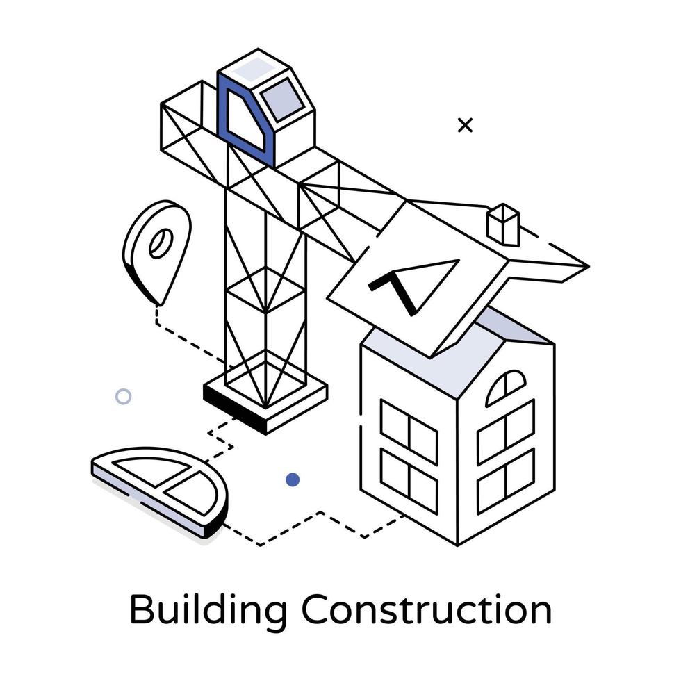 Trendy Building Construction vector