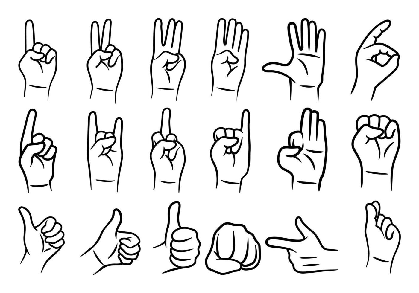 Collection of Hand Gesture Line Design Vectors