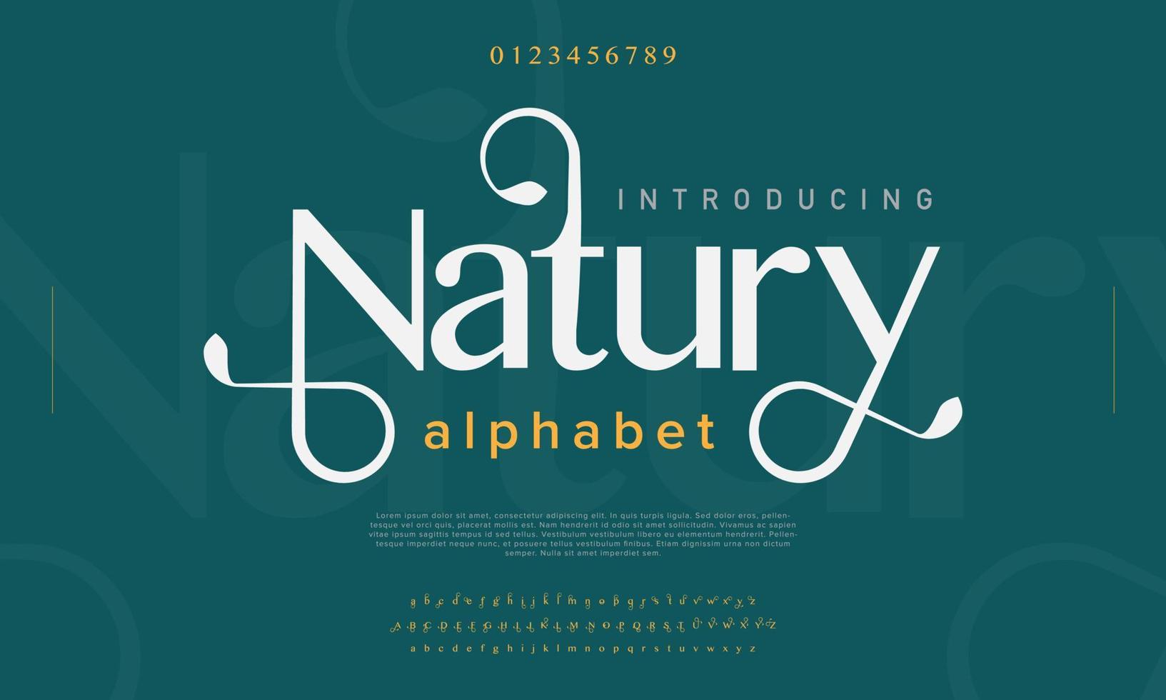 Natury abstract Fashion font alphabet. Minimal modern urban fonts for logo, brand etc. Typography typeface uppercase lowercase and number. vector illustration