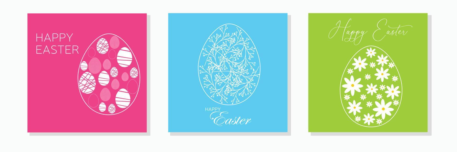 tarjeta cuadrada para pascua. banner o tarjeta para vacaciones de semana santa con huevos abstractos. ilustración vectorial vector