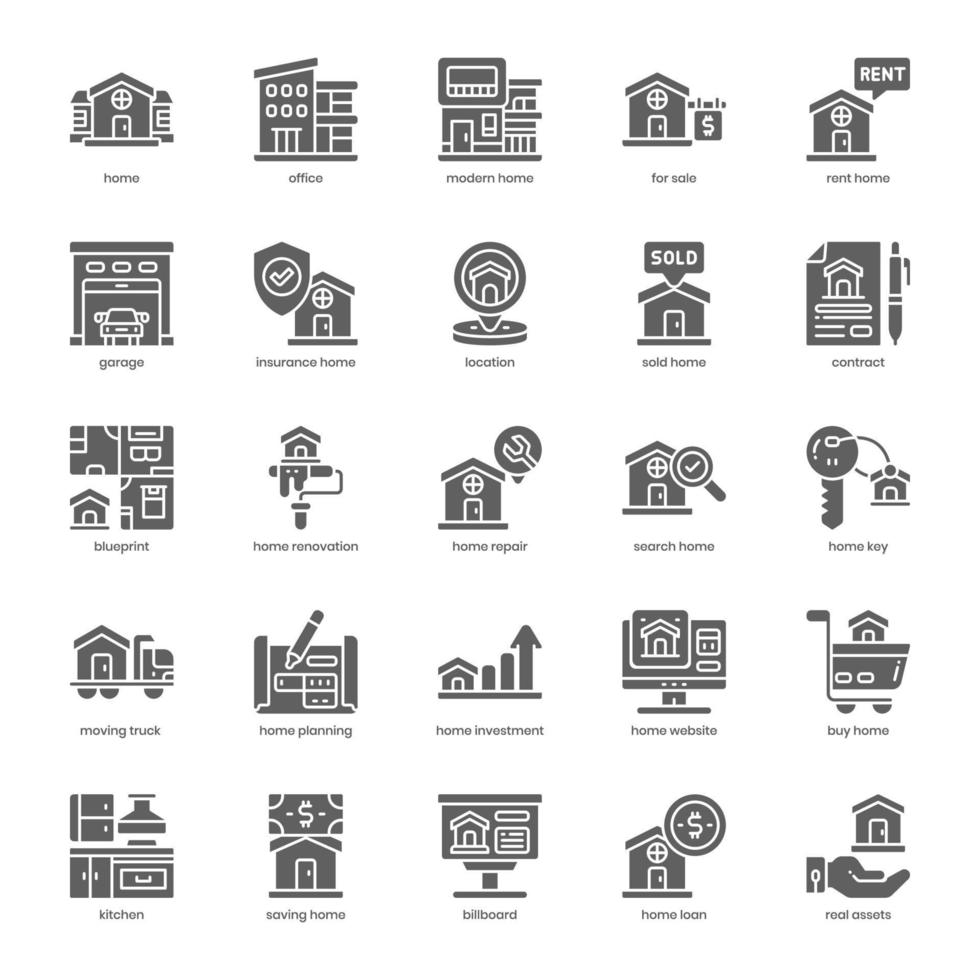 Real Assets icon pack for your website design, logo, app, and user interface. Real Assets icon glyph design. Vector graphics illustration and editable stroke.