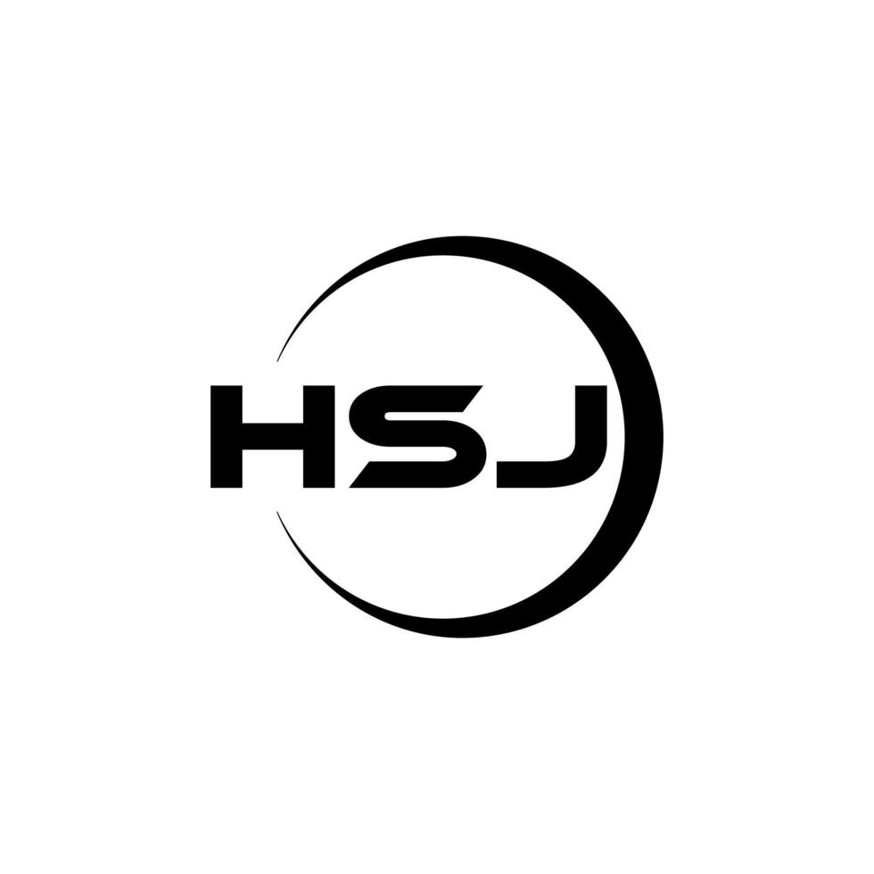 HSJ letter logo design in illustration. Vector logo, calligraphy designs for logo, Poster, Invitation, etc.