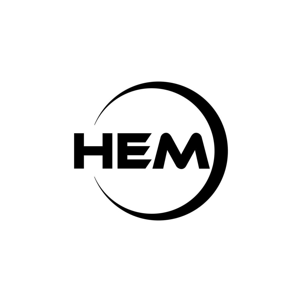 HEM letter logo design in illustration. Vector logo, calligraphy designs for logo, Poster, Invitation, etc.