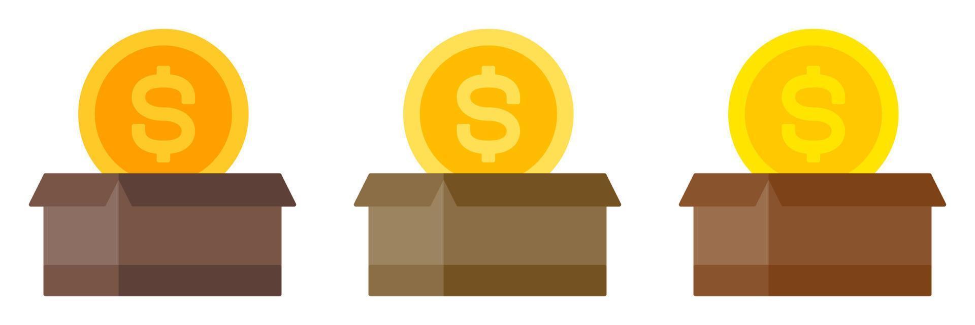 caja de dinero en estilo plano aislado vector