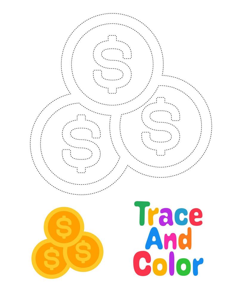 Dollar tracing worksheet for kids 19548476 Vector Art at Vecteezy