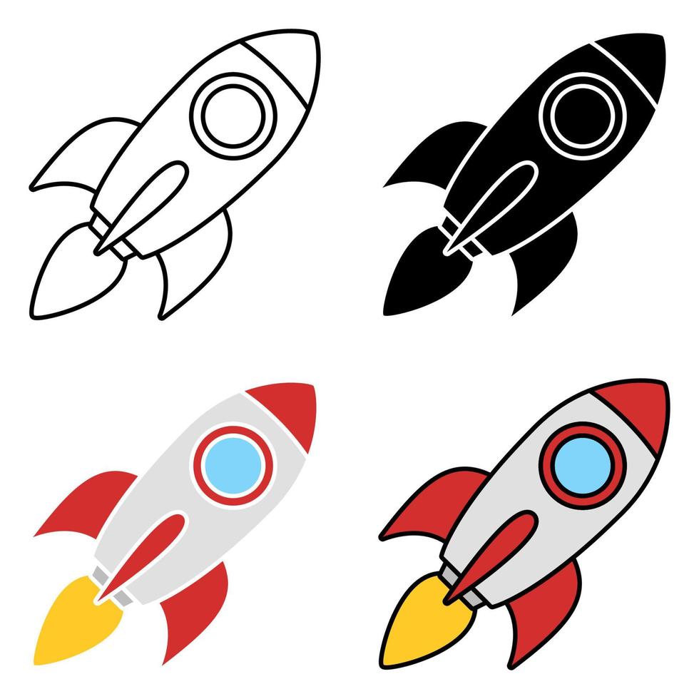 Rocket in flat style isolated vector