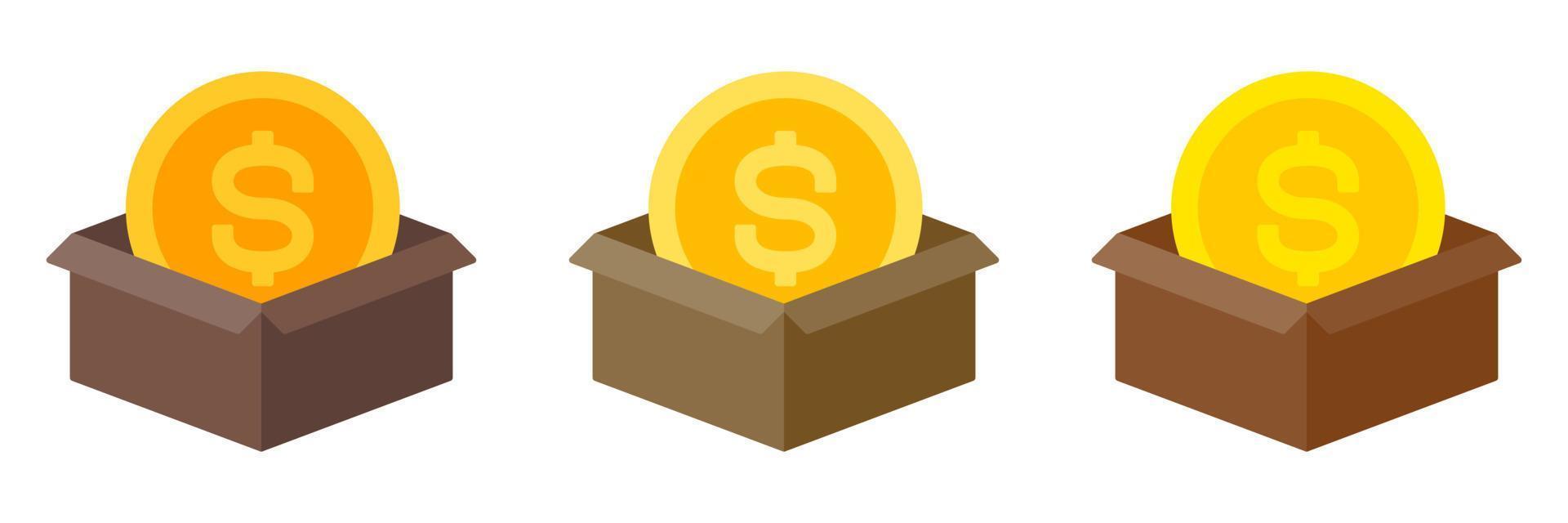 caja de dinero en estilo plano aislado vector