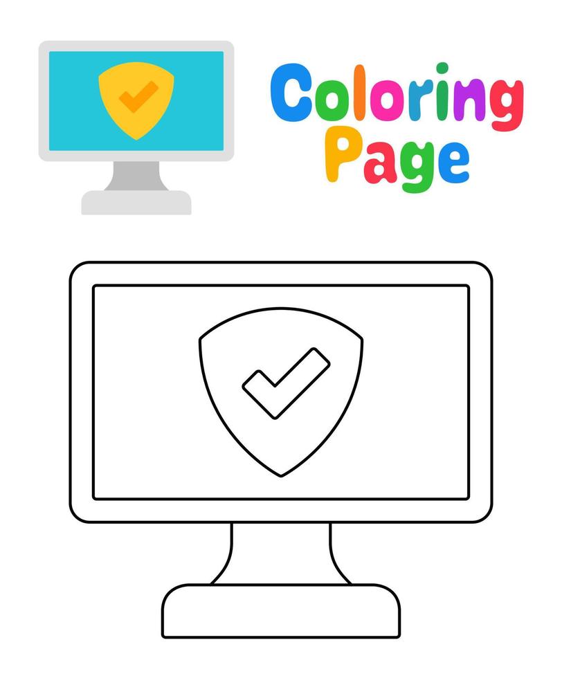 Coloring page with Banking Security for kids vector