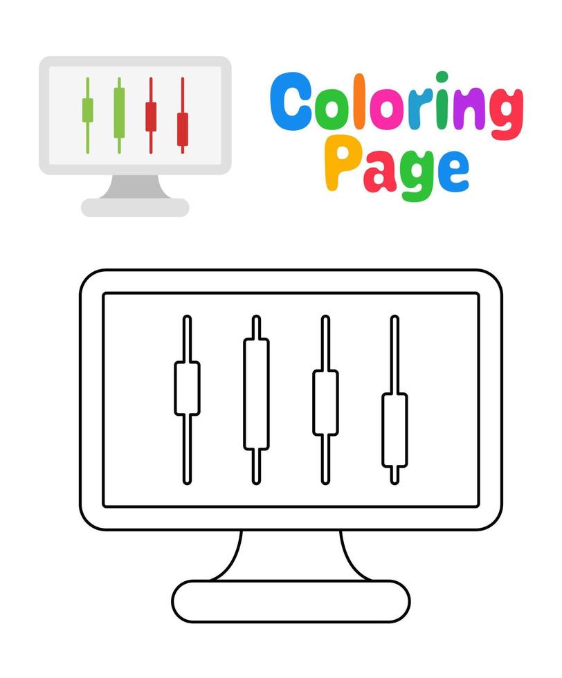 Coloring page with Digital Trade for kids vector