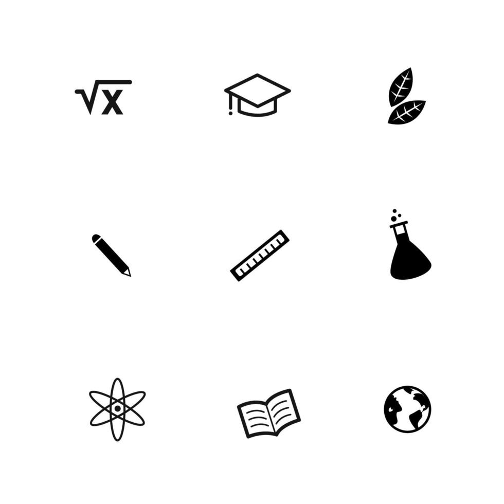 iconos de materias escolares. símbolos para el sector educativo. vectorial de alta calidad. vector