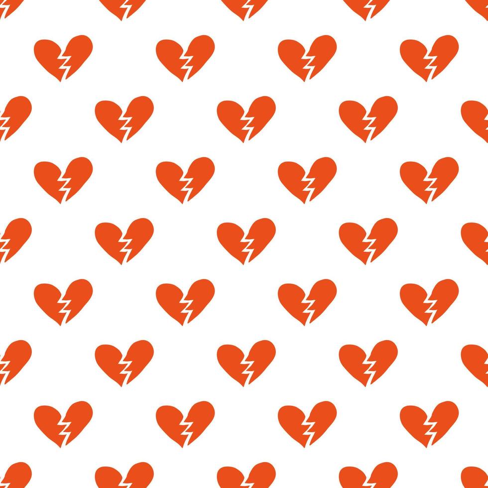 Seamless pattern with broken hearts. vector