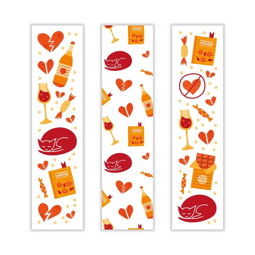 Banners with Anti Valentine s day icons. vector