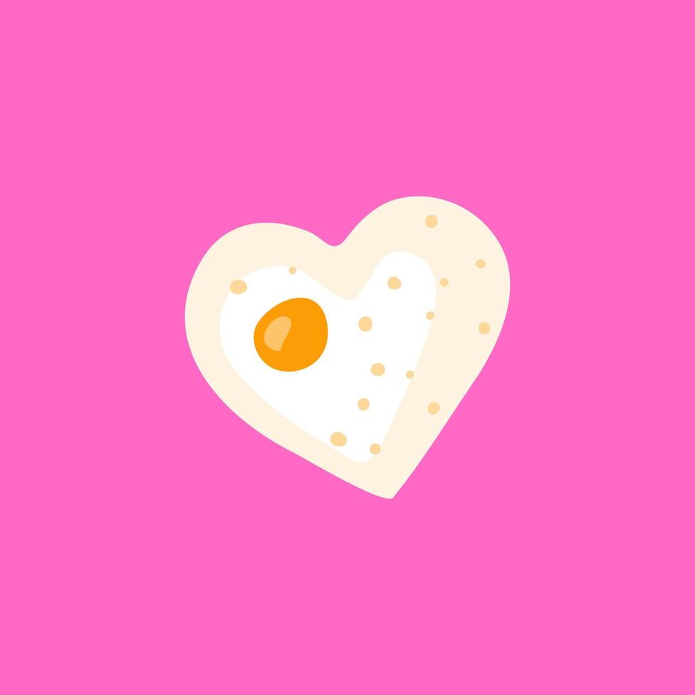 Doodle heart shaped fried egg. vector