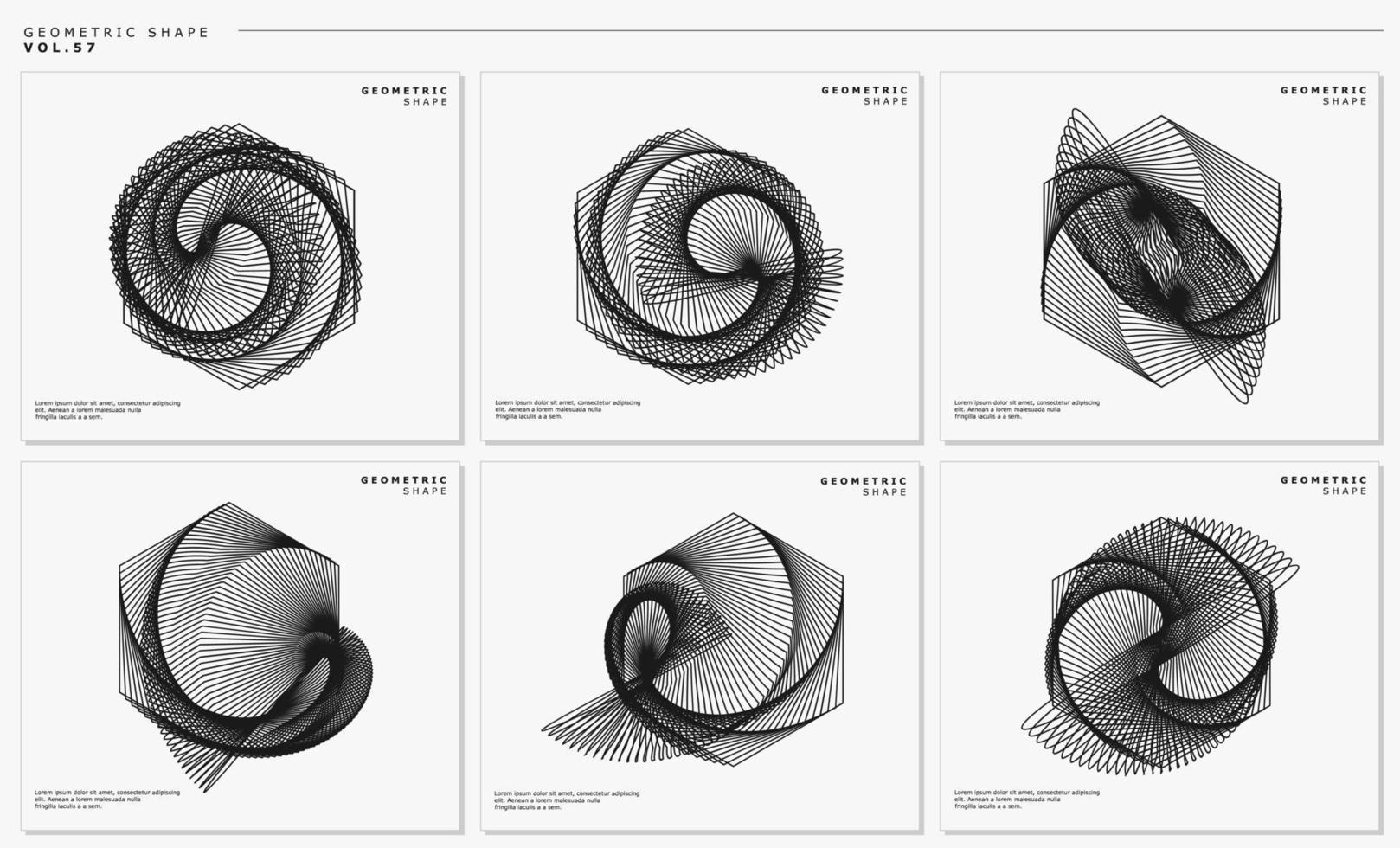 conjunto de diseño hexagonal de línea abstracta dinámica. paquete de vectores de líneas hexagonales abstractas.