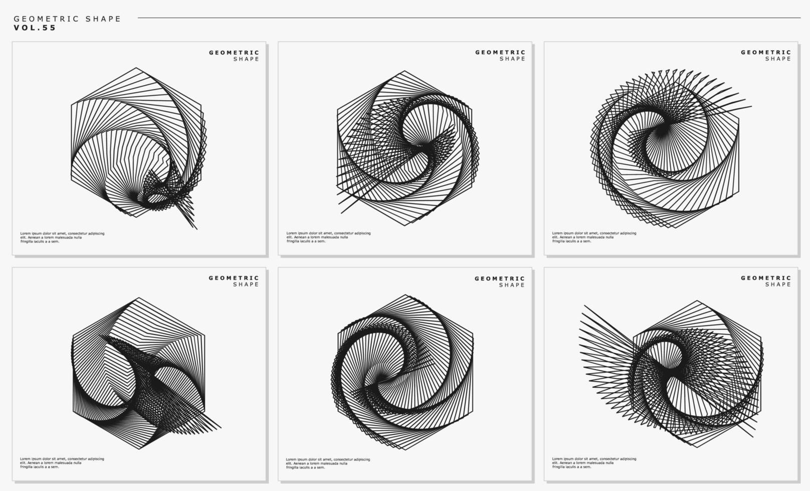 Blend lines hexagonal abstract vector set. Modern line hexagon design template.