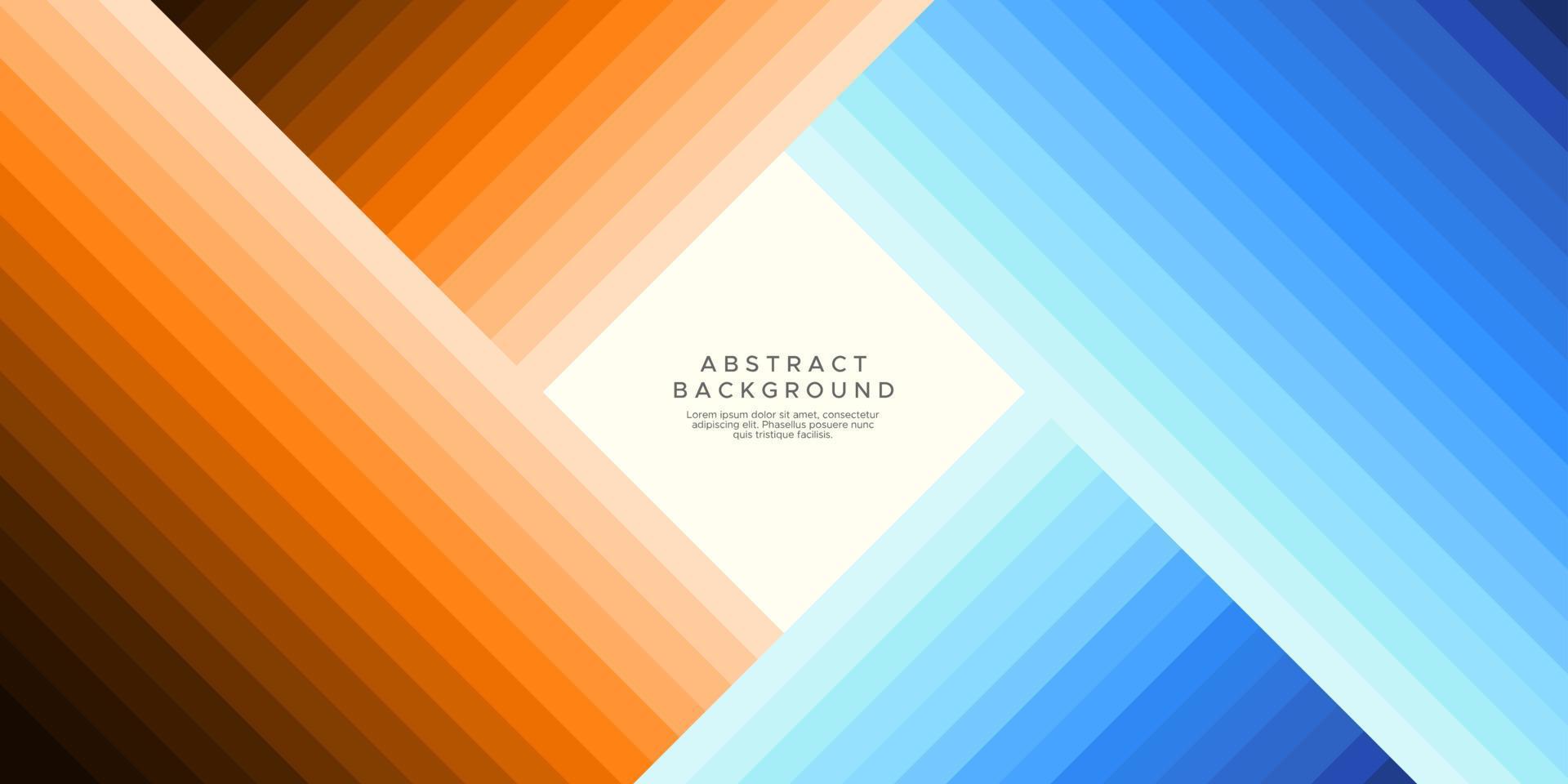 Colorful orange and blue line abstract square background. Modern design