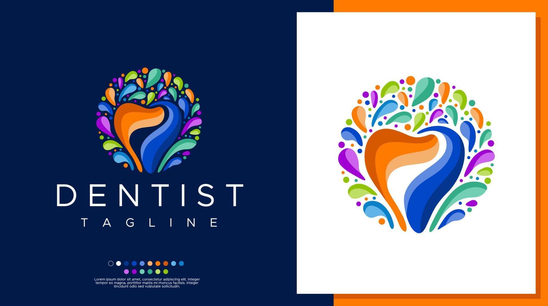 Circle dental logo design template. Colorful tooth logo graphic vector. vector