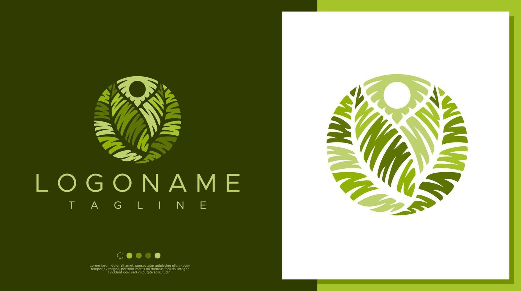 Colorful human leaf logo design template. Vintage people natural logo brand. vector