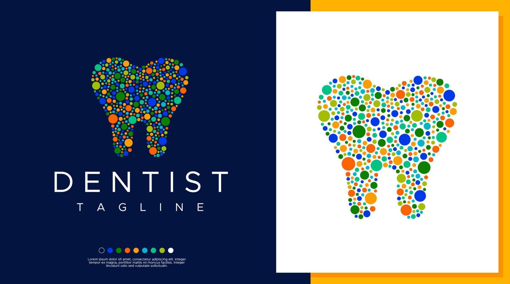 logotipo de diente dental decorativo de círculo detallado. diseño de logotipo de dentista abstracto. vector