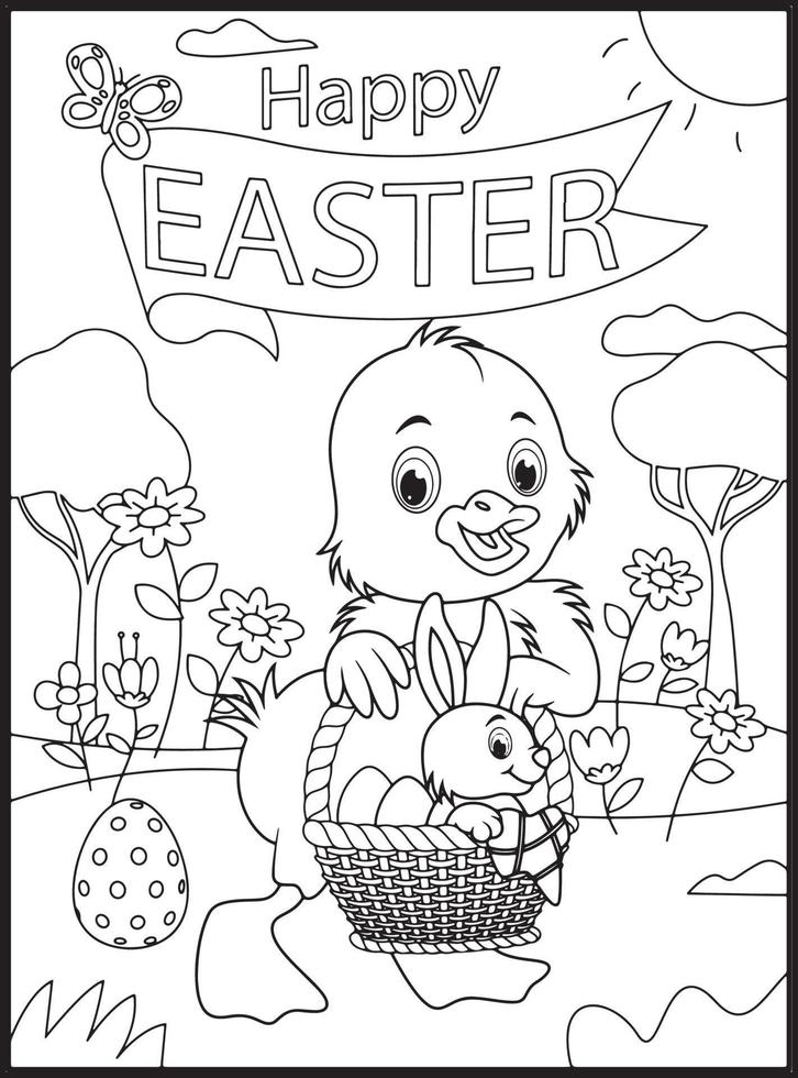 Happy Easter Coloring Pages for Kids 19549228 Vector Art at Vecteezy