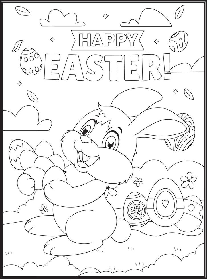 Happy Easter Coloring Pages for Kids vector