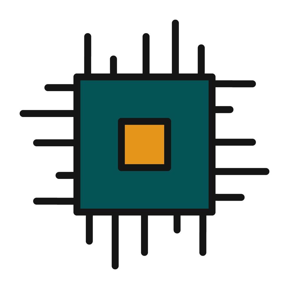 icono de línea de chip de cpu aislado sobre fondo blanco. icono negro plano y delgado en el estilo de contorno moderno. símbolo lineal y trazo editable. ilustración de vector de trazo simple y perfecto de píxeles.