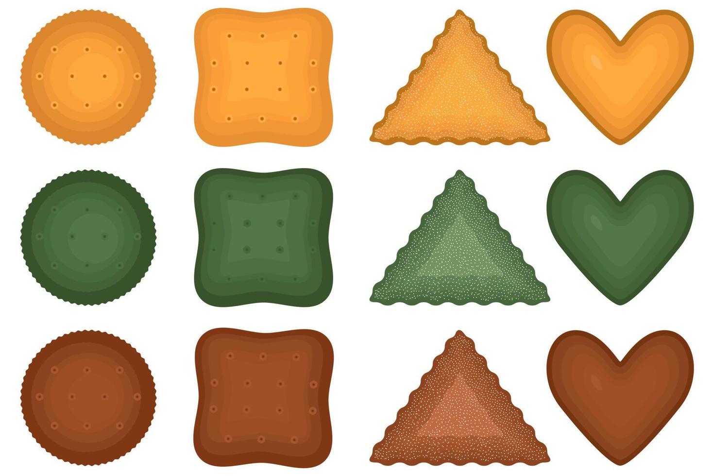 gran juego de galletas caseras de diferentes sabores en galletas de pastelería vector