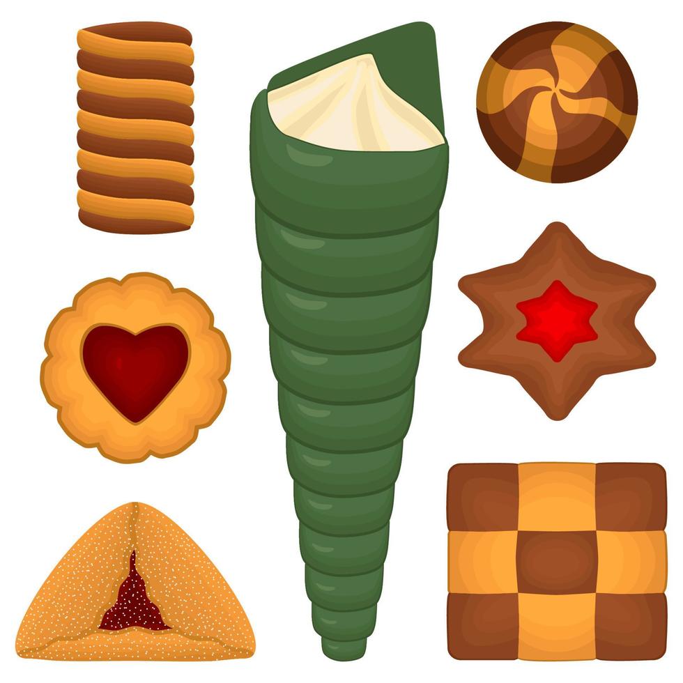 Big set homemade cookie different taste in pastry biscuit vector