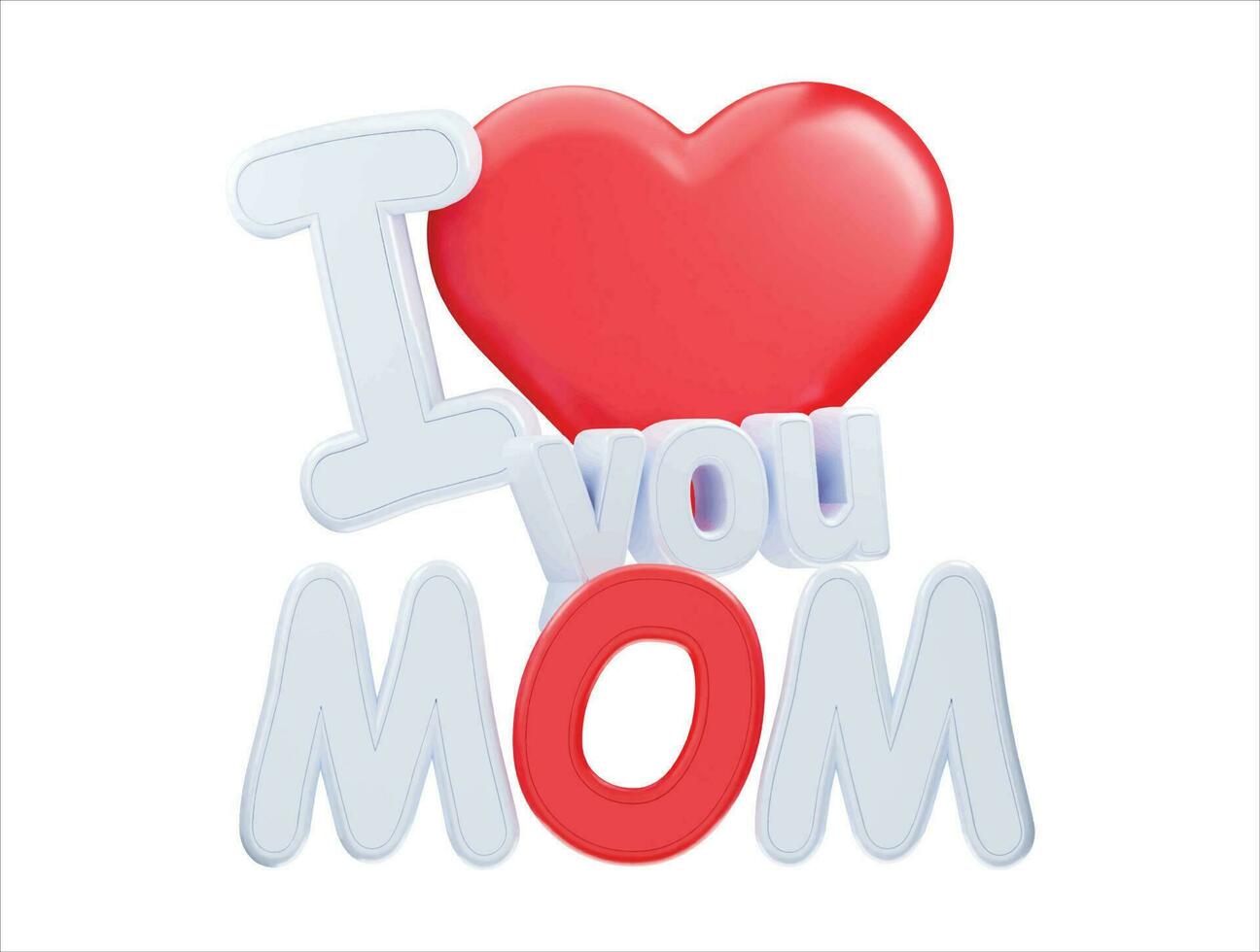 Mother's day special 3d hart and text vector icon illustration