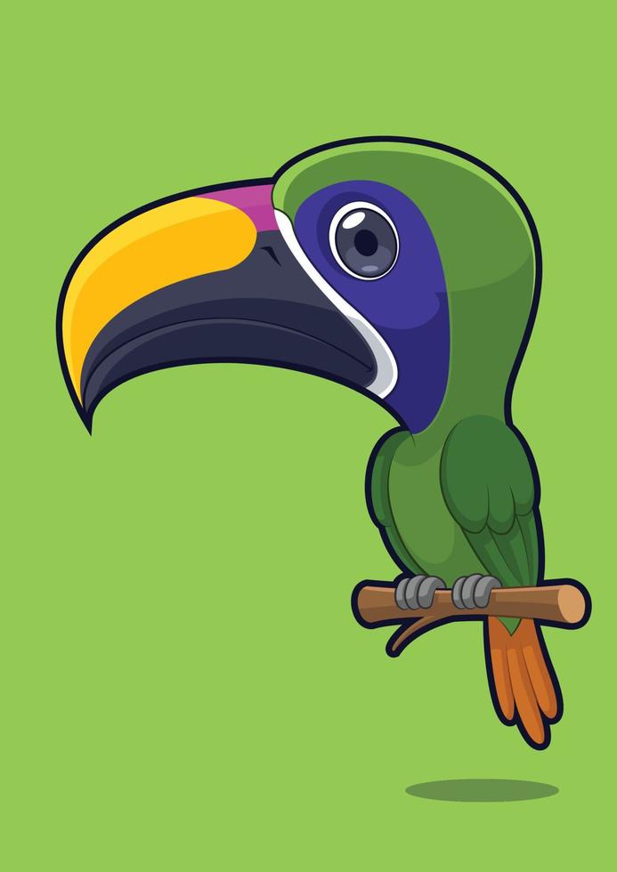 lindo pájaro tucancito esmeralda vector