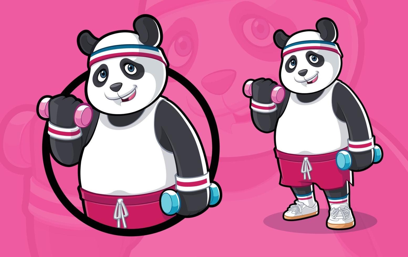 Panda Working Outs With Dumbell vector