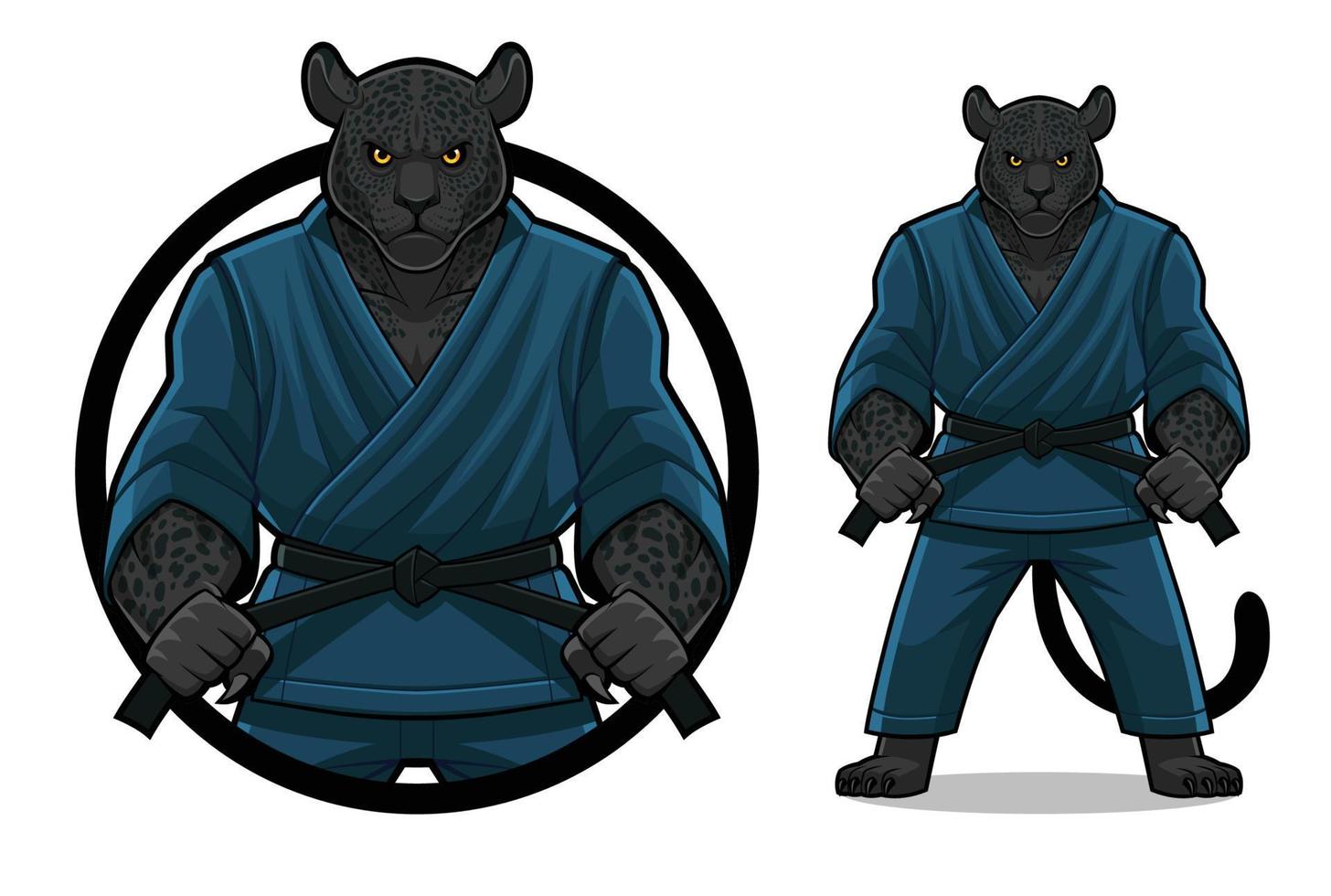 Panther Wearing Brazilian Jiu Jitsu Uniform vector