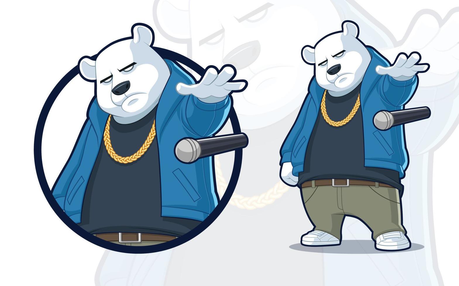 oso polar en traje de hip hop dejando caer el micrófono vector