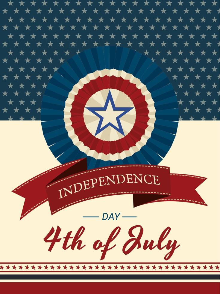 4th of July Independence Day invitation card or template design with American badge. vector