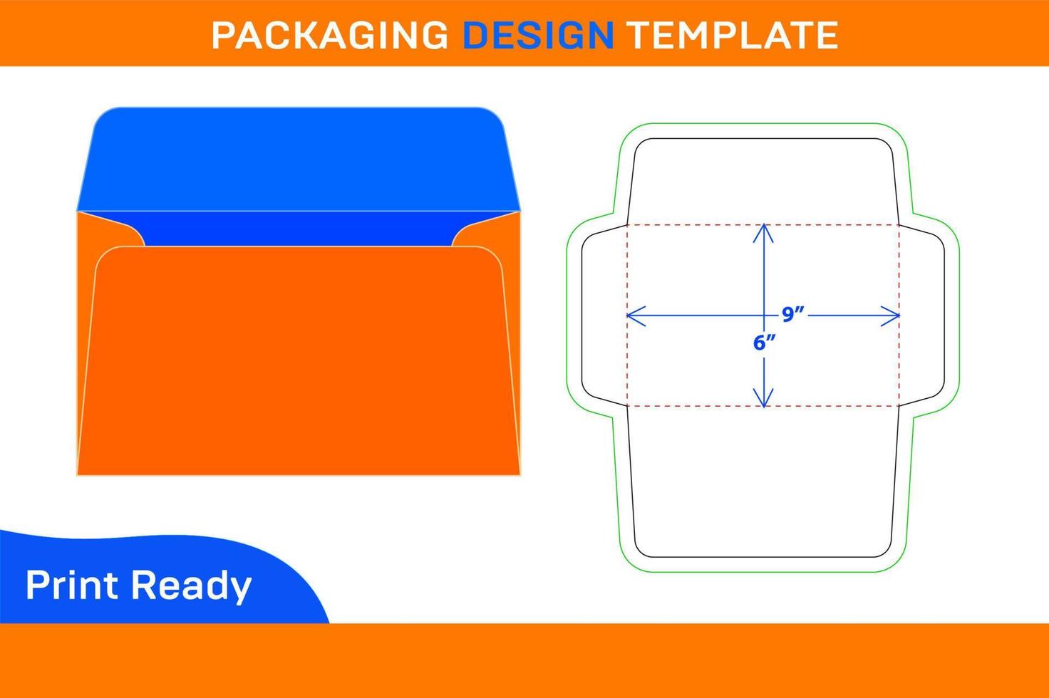 Booklet envelope 6x9 inch dieline template and 3D envelope vector file Booklet envelope 6x9 inch dieline template and 3D envelope vector file