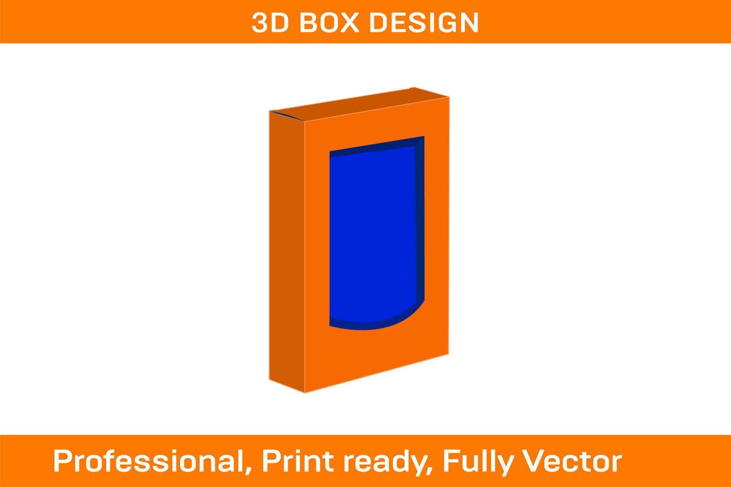 Tuck End box with transparent window box Dieline template and 3D box vector