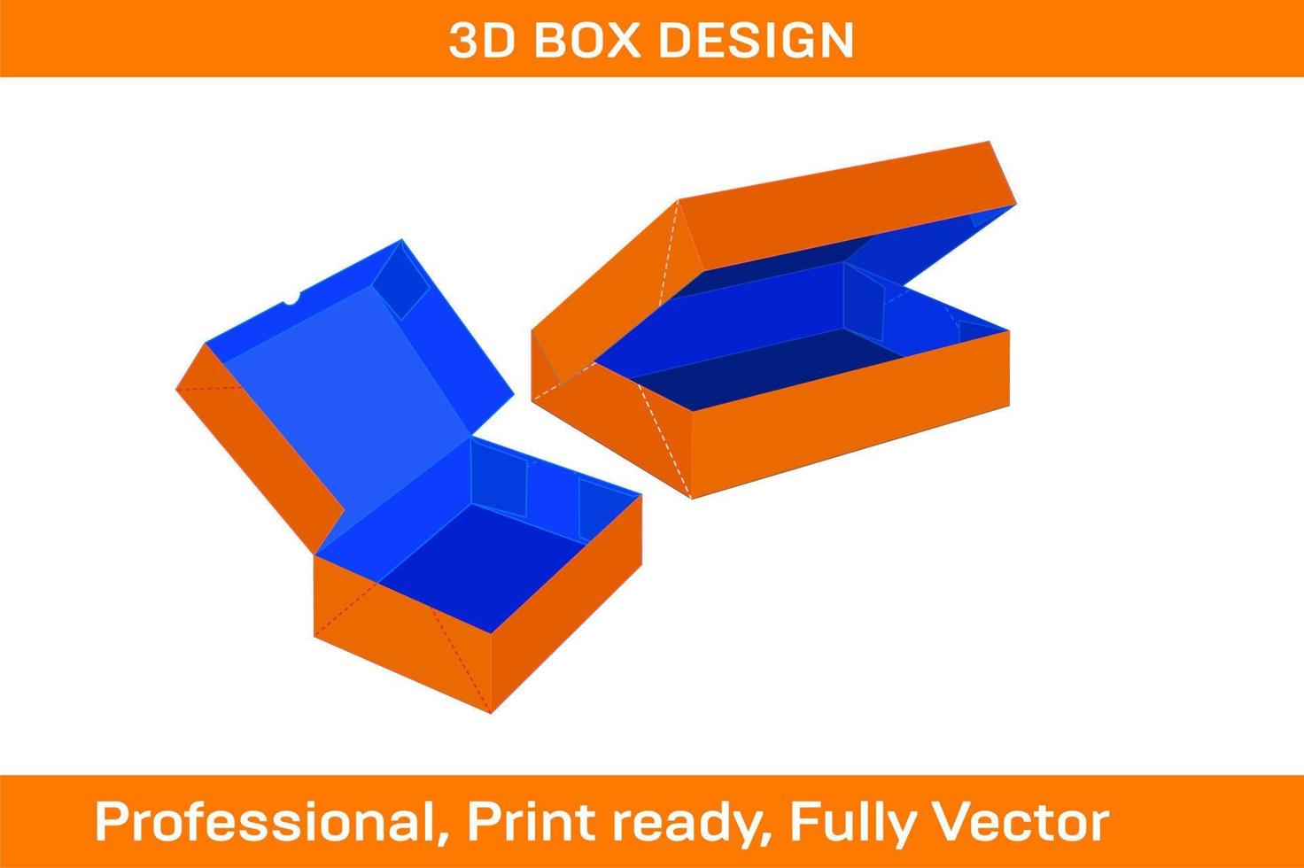 6 corner box dieline and packaging design template and 3D vector file 3D box