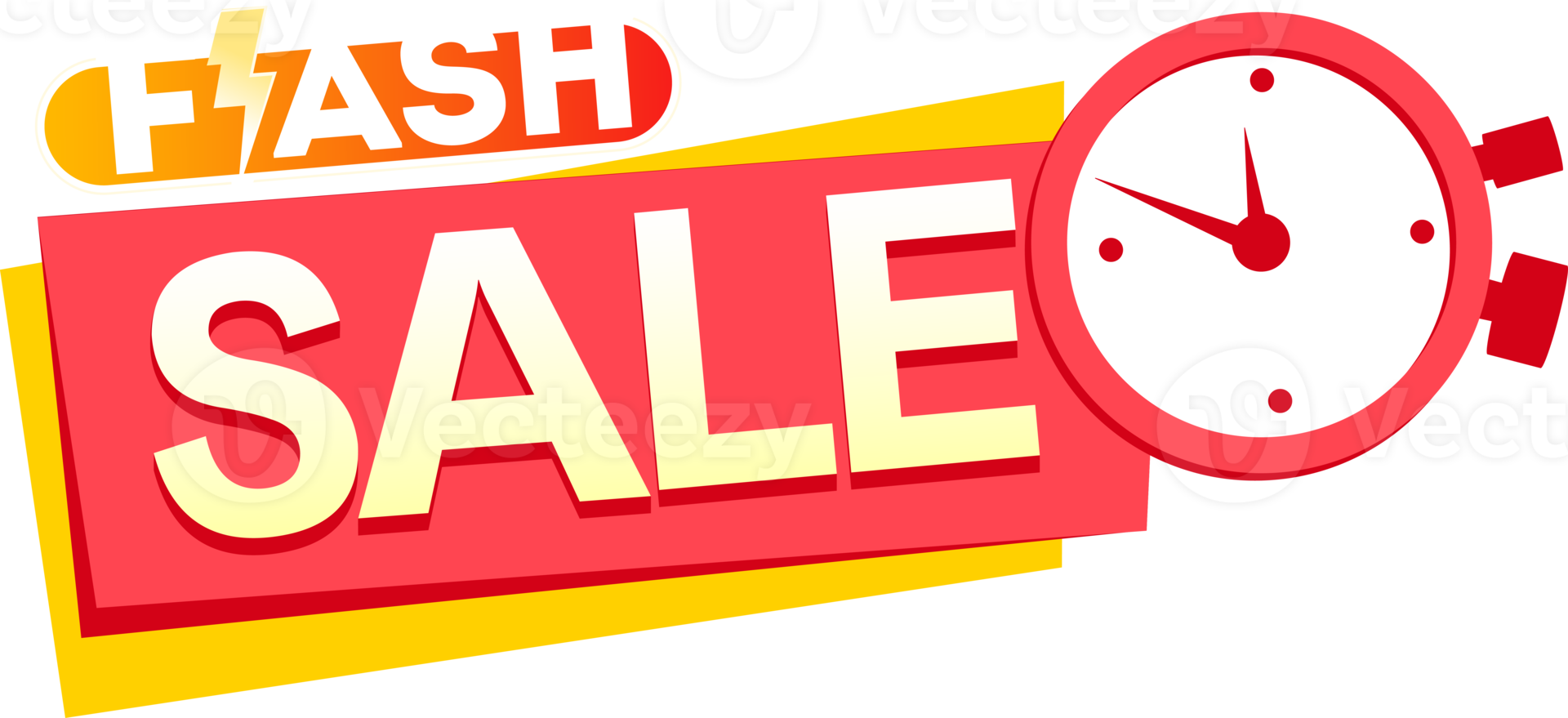 Flash sale 3d  banner with clock Illustration png