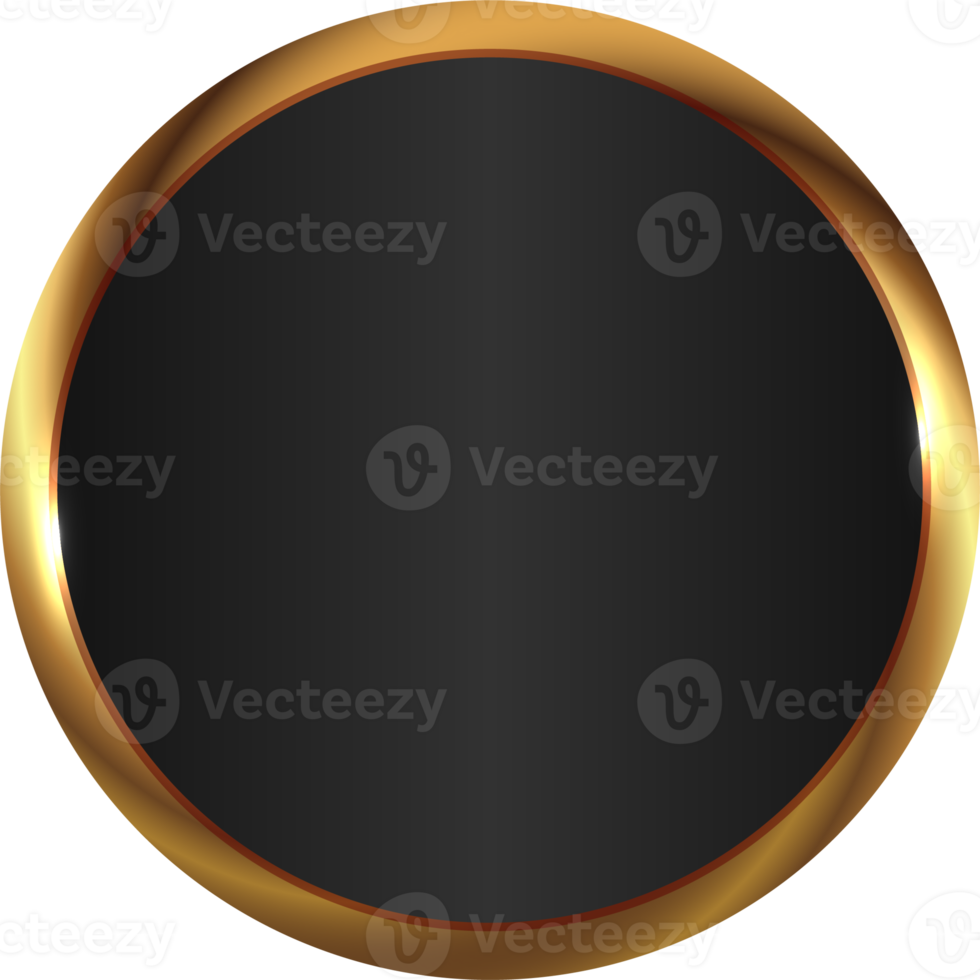 einfache schwarze glänzende 3d-knöpfe und goldformbrett oder rahmen png
