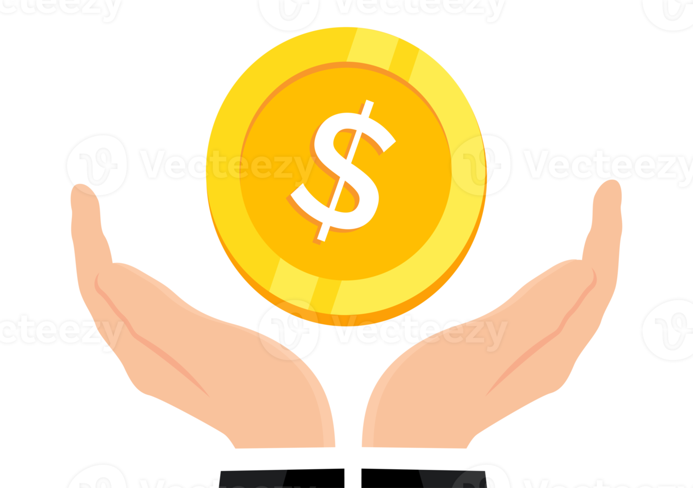 Businessman holding money illustration png