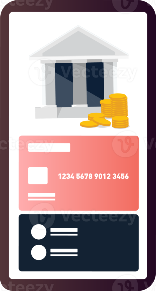 Mobile phone with bank and credit card .money option png