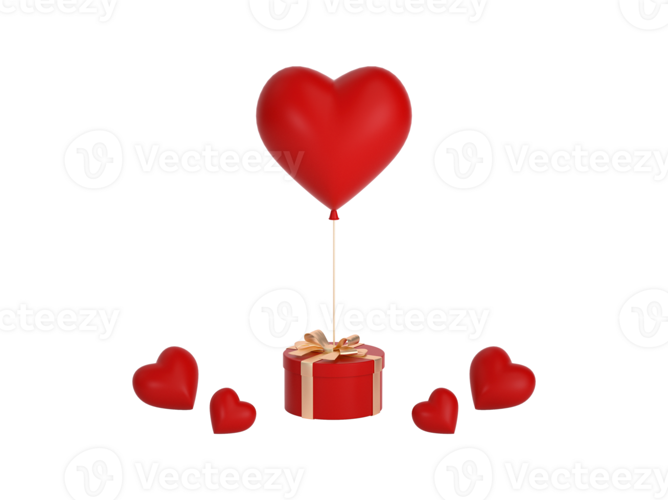 boîte cadeau amour dessin animé rendu 3d et éléments de la saint valentin png