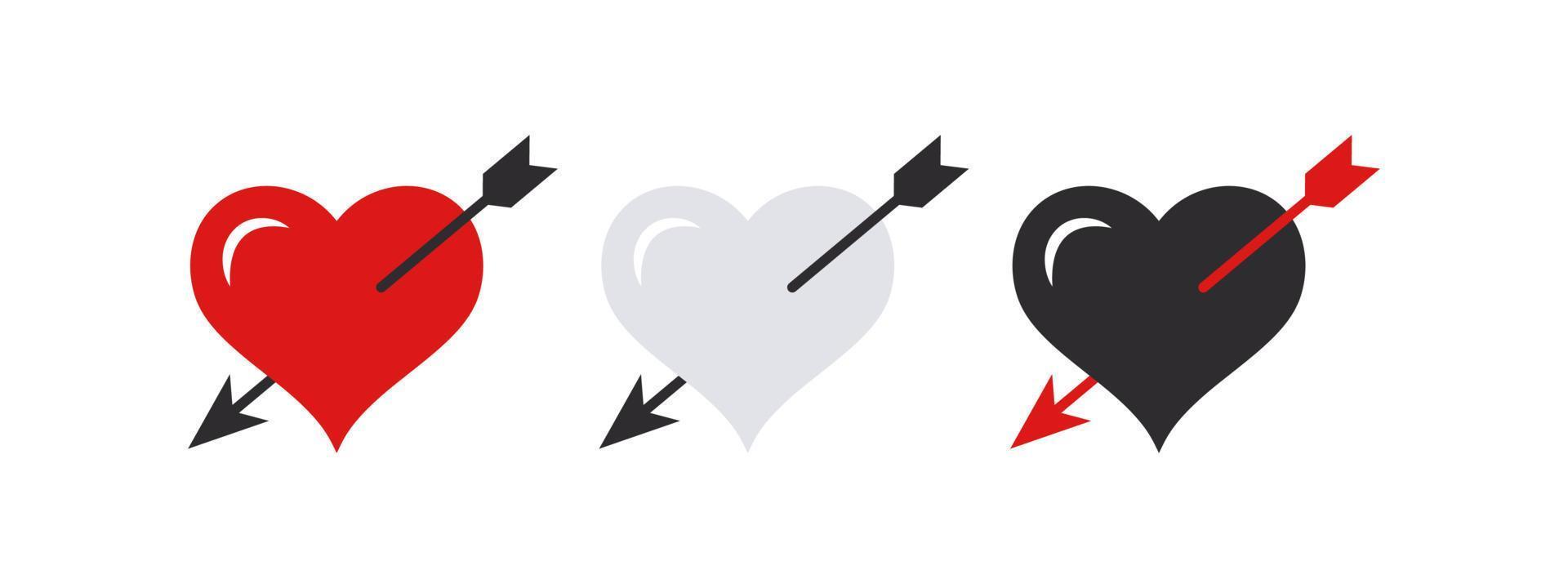 Icons of hearts with arrows. Symbols of love. Emoticons hearts. Vector images