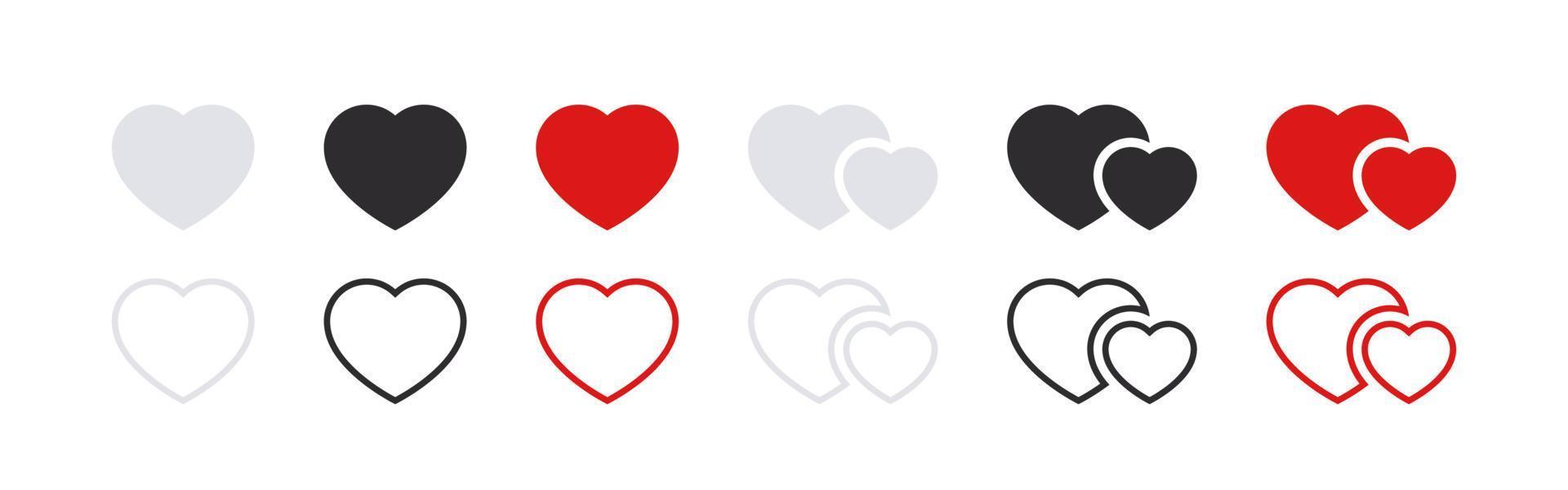 Heart shapes icons set. Symbols of love. Emoticons hearts. Vector images