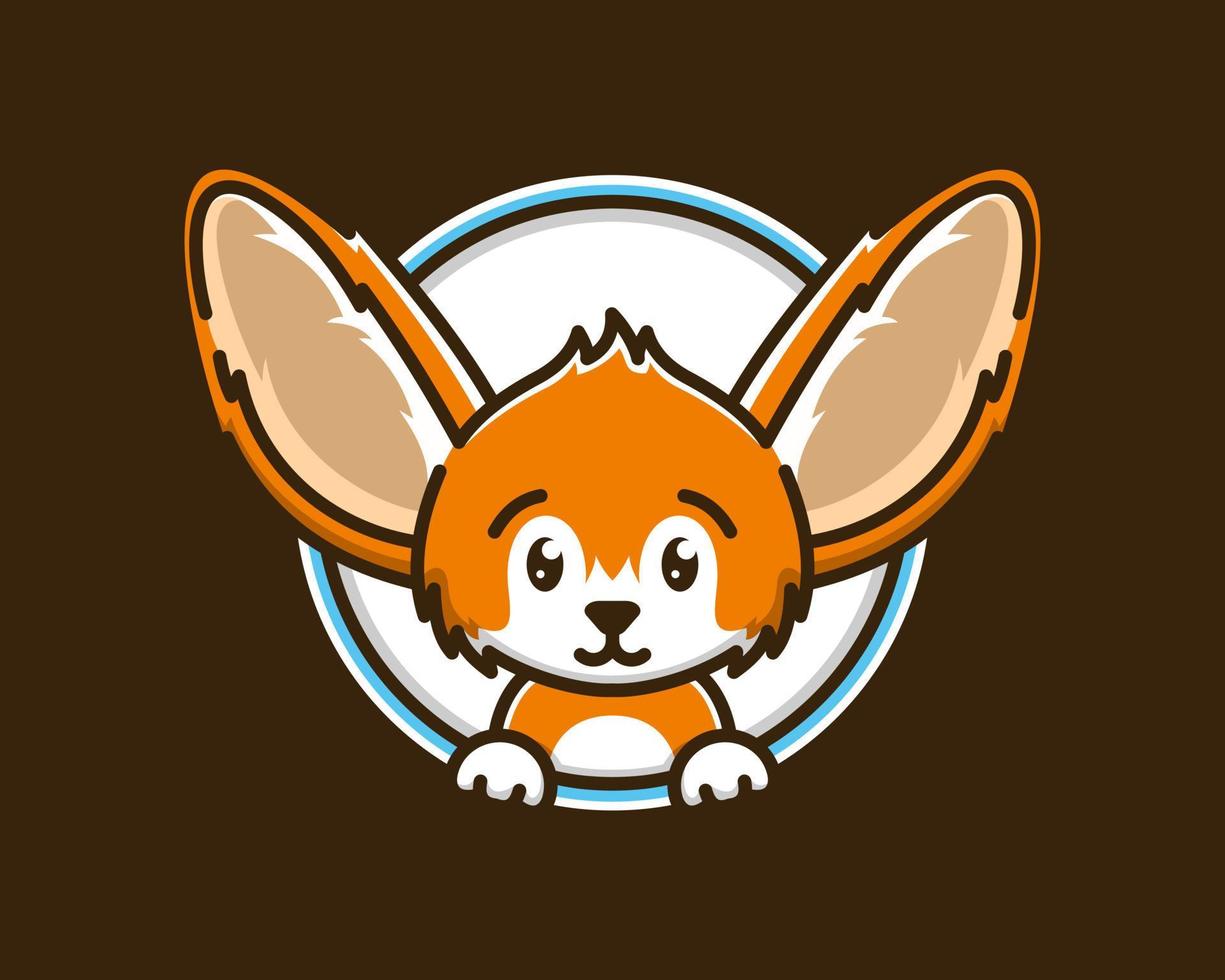 Mascot Cute Fennec Fox Ear Animal Portrait Cartoon Funny Child Kids Character Illustration Vector