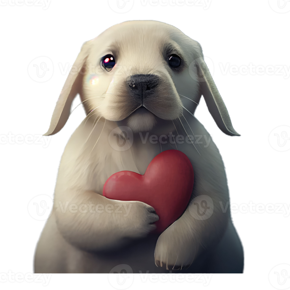 Cute Labrador Retriever kawaii with a heart png