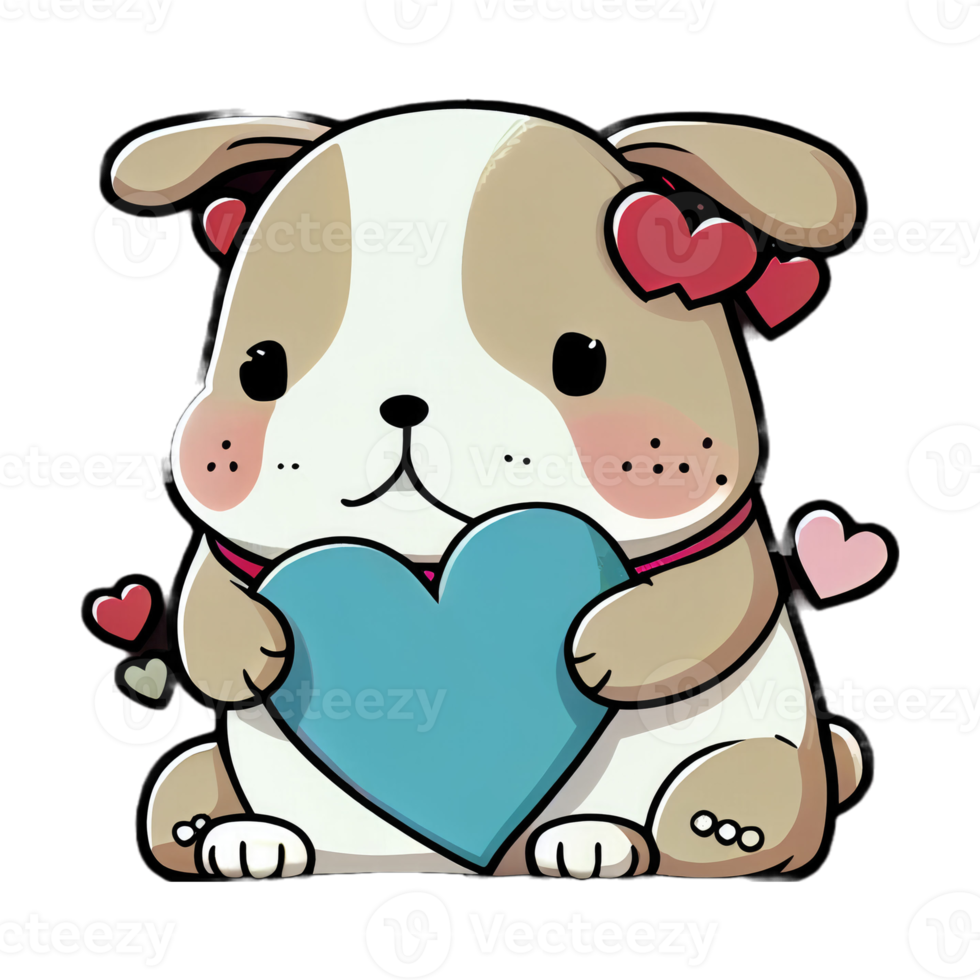 Cute Bulldog kawaii with a heart png