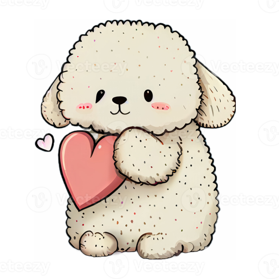 Cute Poodle kawaii with a heart png